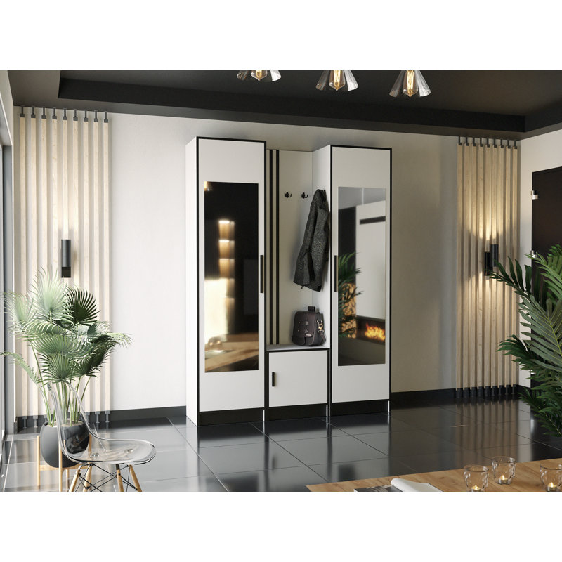 Tadwick Hall Tree 160cm Wide with Bench, White