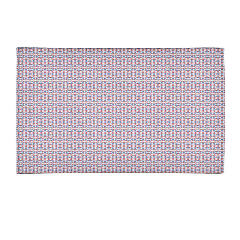 Tapis de zone rouge/bleu fait main géométrique, Rectangle 3 pi x 5 pi