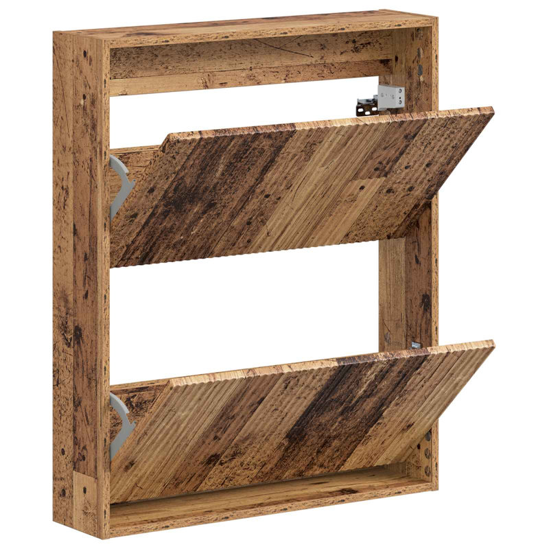 Flip Down Shoe Storage, 86 cm H x 71 cm W x 17 cm D, Old Wood