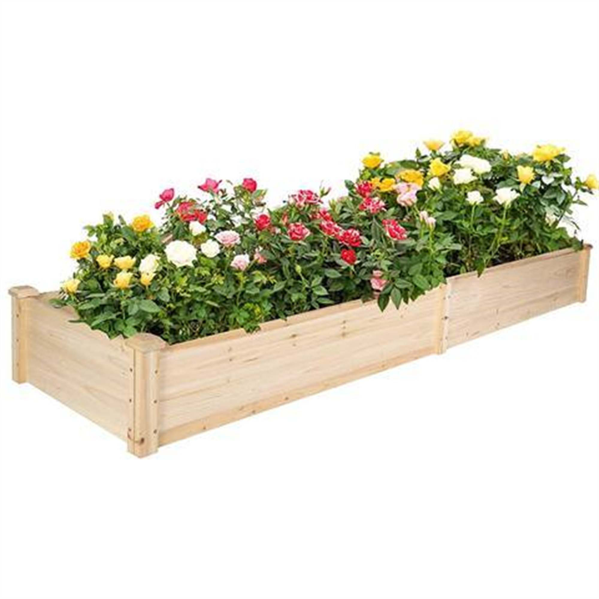 One Allium Way Versatile Wooden Planter Box with Dual Planting Spaces ...