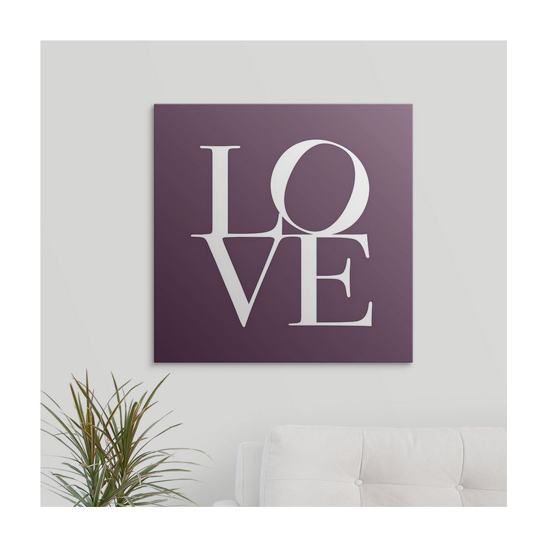 «Love» par Francy, art textuel, H 16 po x l 16 po x P 1,5 po, Toile