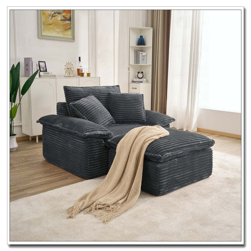 Fauteuil surdimensionné et demi 47 po, Gris