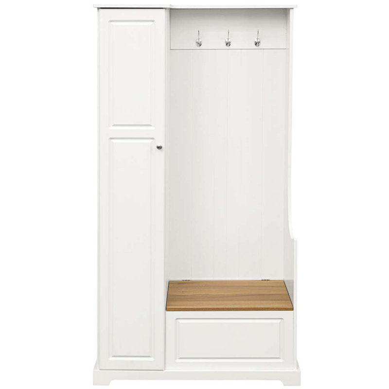 Raimer  Hall Tree with Flip-Up Bench, Minimalist Hallway Shoe Cabinet with Adjustable Shelves, Multifunctional Furniture with Hanging Hooks