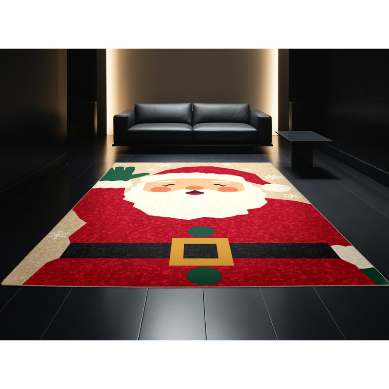 Soft Plush Eucleides Christmas Modern & Contemporary Abstract Area Rug in Beige – Beige Binding, 7x10