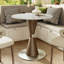 Table de bistro ronde de 79 cm (31 po) pour 2 à 4 personnes, avec piètement en métal texturé pierre frittée et bois, idéale pour un coin repas ou une cuisine.-596206649-602642230