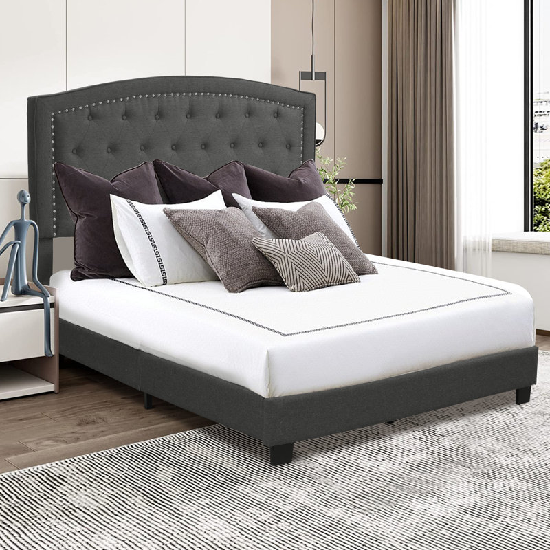 Jonithan Upholstered Bed, Dark Gray, Full
