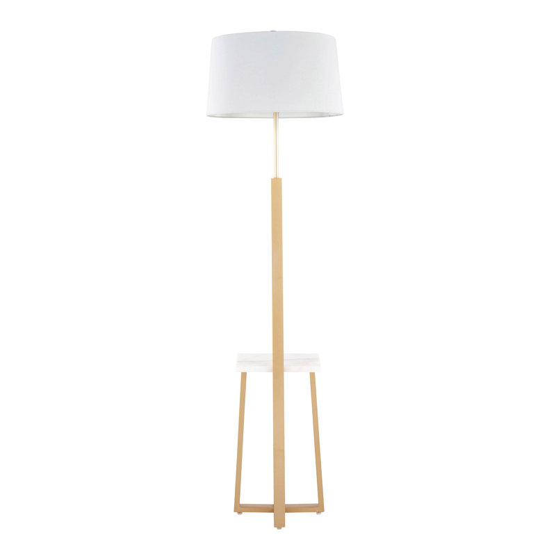Lampe sur pied Cosmo Shelf, Blanc, Naturel