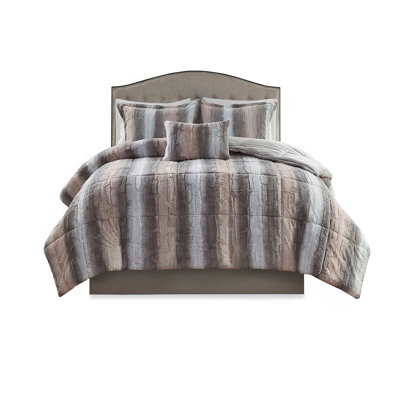 King 4PC Faux Fur Comforter Set