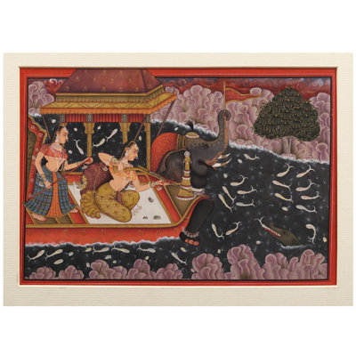 Two Mughal Ladies Hunting Crocodile | Watercolor On Paper