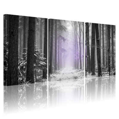 Ensemble de 3 toiles décoratives « Forêt mystique » pour salon, chambre et décoration intérieure