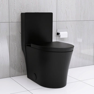 Bathroom Toilet In Matte Black, Dual Flush 1.1/1.6 , Extra Room With Elongated Bowl Design Black Flush, High-Performance Flushing System