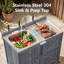 Îlot de cuisine à roulettes 39,4 "avec évier et robinet en acier inoxydable 304-124027920