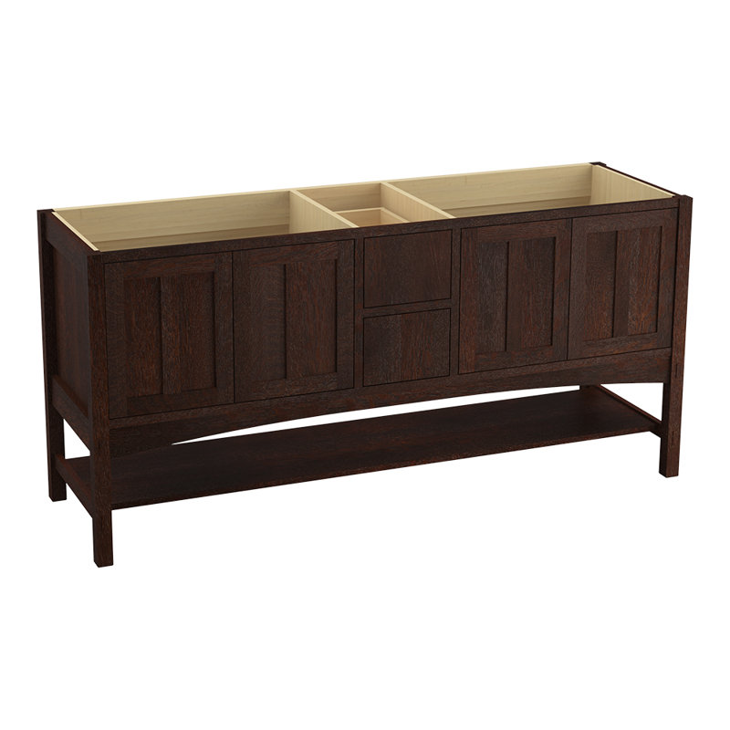Base de meuble-lavabo 72 po marabou seulement avec 4 portes et 2 tiroirs, Chêne laineux