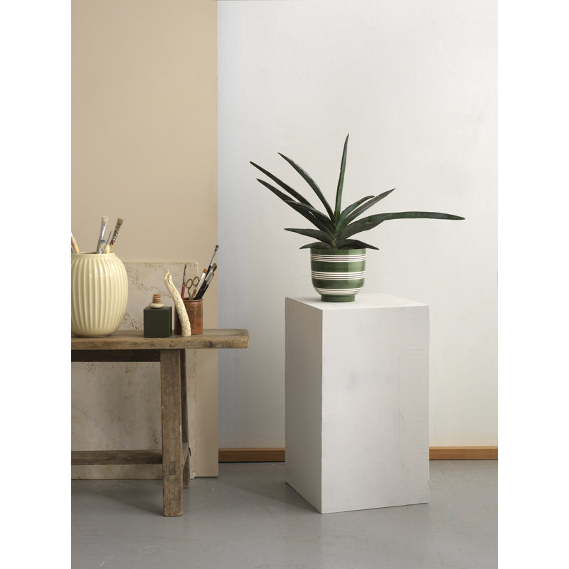 Omaggio Nuovo Ceramic Planter, 5.5" H x 5.9" W x 5.9" D, Green/White