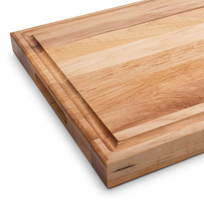 John Boos Chef's Collection Edge Grain 1.75" Maple Cutting Board with Groove, 15" L x 15" W x 1.75" D