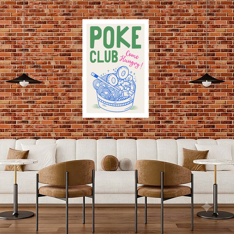 Art mural contemporain Poke Club, 48" H x 32" W