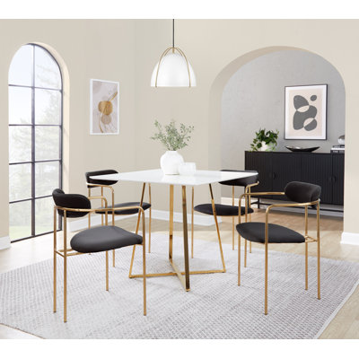 Bellatrix 18'' H Velvet Upholstered Metal Armchair