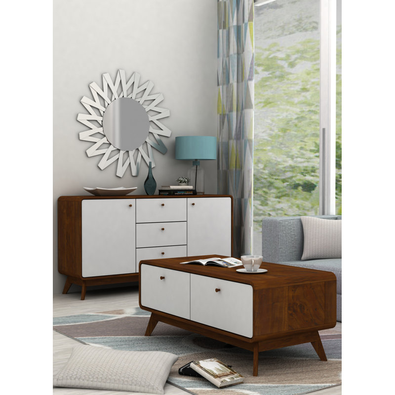 Justine 140Cm Wide 3 Drawer Sideboard, Walnut/White