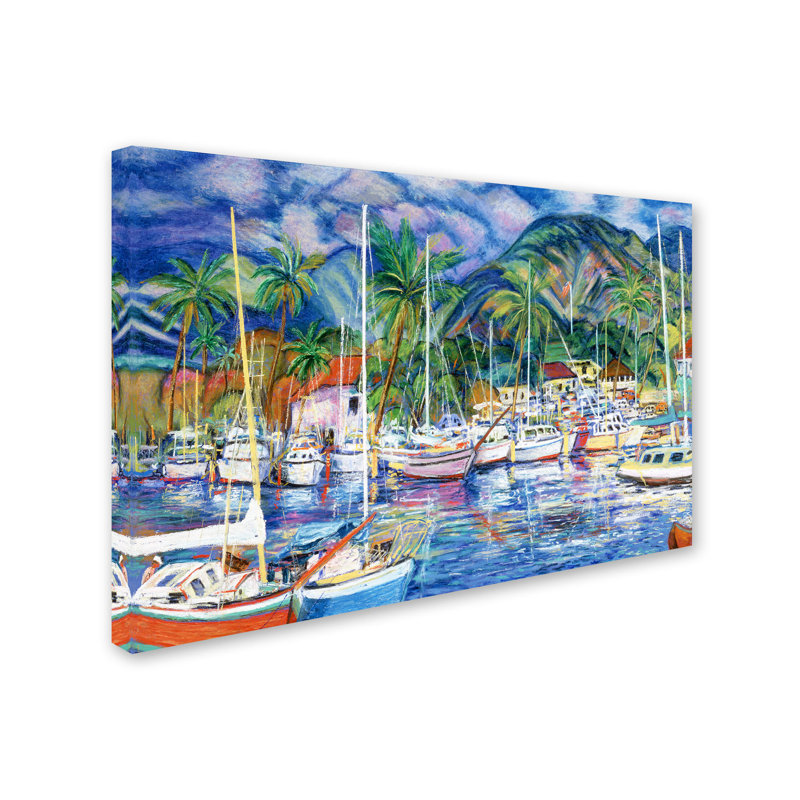 Art mural sur toile tendue - "Lahaina Marina", art mural pour salon, chambre à coucher ou bureau - 30 x 47