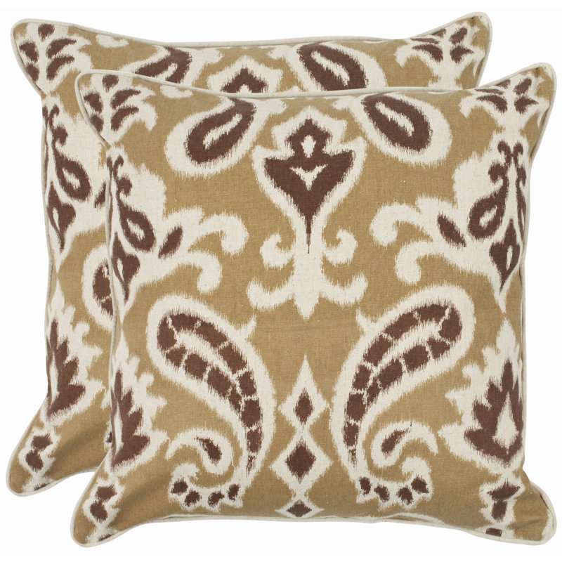 Brian Paisley Feather Linen Reversible Throw Pillow, Desert Brown, 22" x 22"