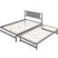 Lit plateforme double gris avec lit gigogne réglable - Contenant bois de pin fonctionnel