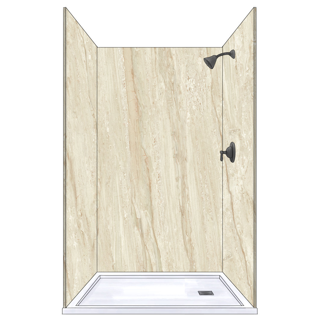 Polymarm 48" W 80" H 36" D Three Wall Composite Shower Wall Panel Surround Polymarm 