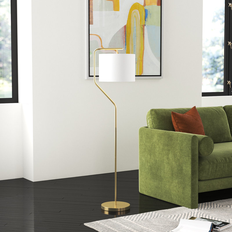 Lampe sur pied en métal Rouleau, Or