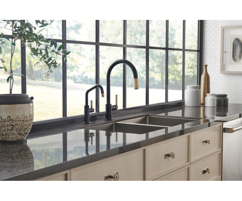 Litze® Cold Water Dispensers, Matte Black/Luxe Gold