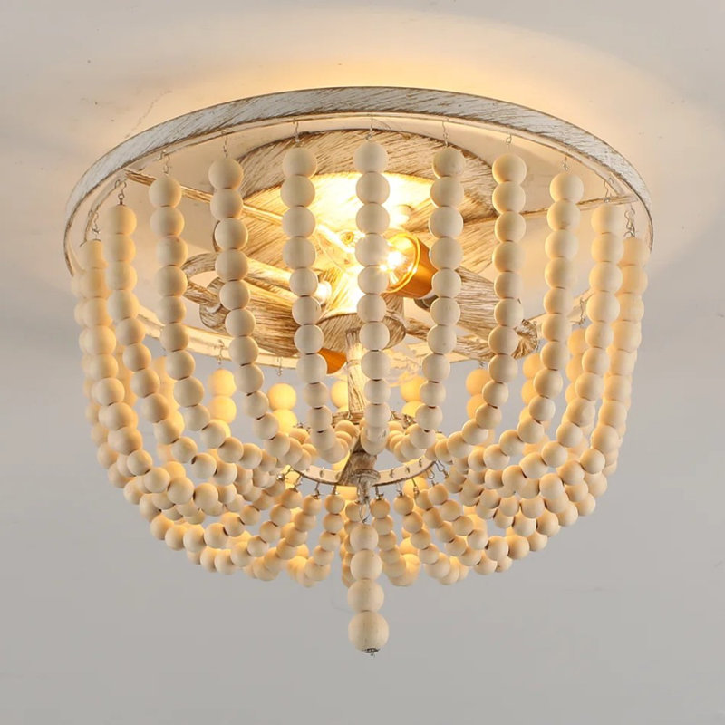 2-Light 31cm Solid Wood Farmhouse Flush Mount