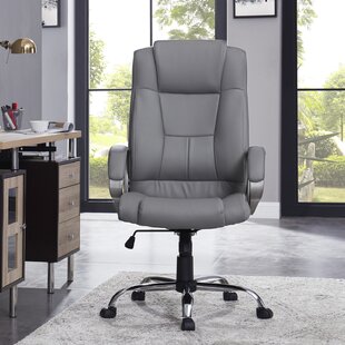 Halle High Back Executive Office Chair with Armrests Lumbar Support  Adjustable Height, Swivel and Lumbar Support, Premium Faux Leather  Comfortable Office Chair with Back Support - Gray 