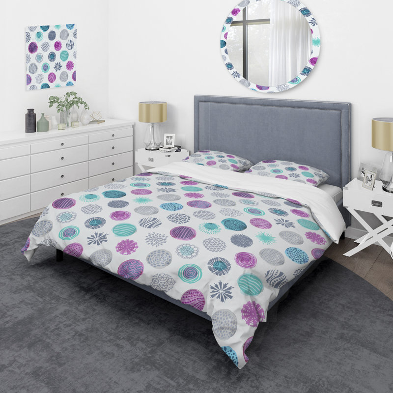 Ensemble de housse de couette en microfibre bleu / mauve 3 pièces