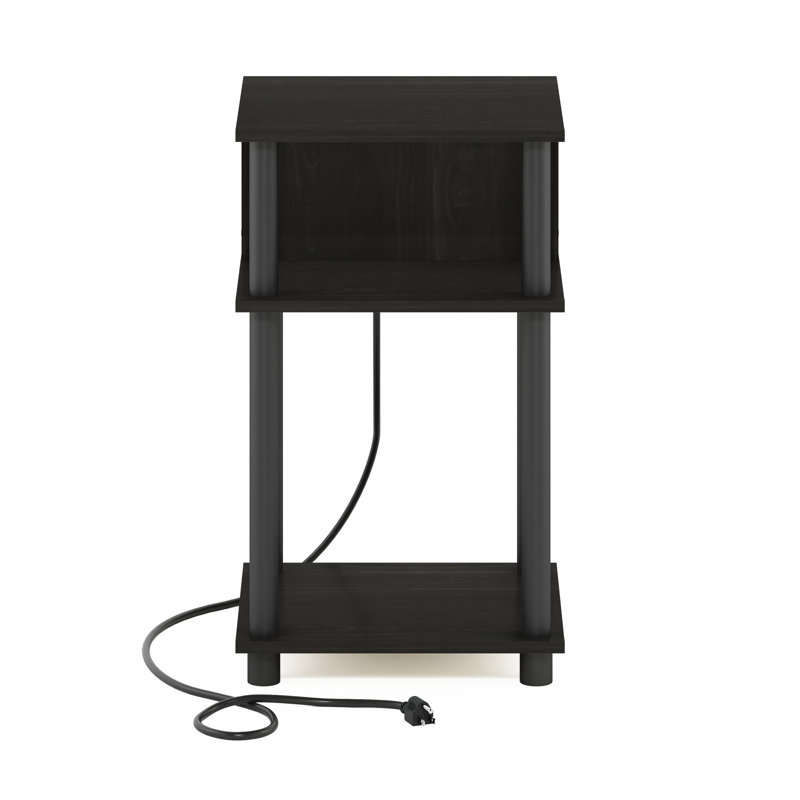 End Table with Storage and Built-In Outlets, USB & Type C Ports, Espresso