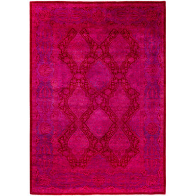 Overdyed Hand-Knotted Wool Modern-Contemporary Pink Area Rug 5' 10" x 8' 6"