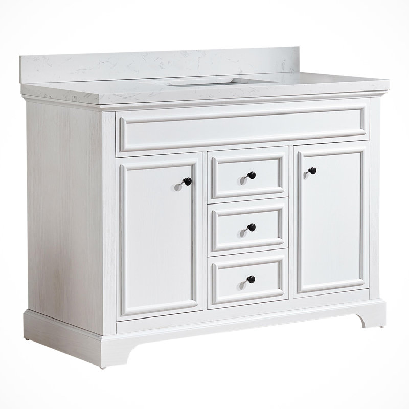 Meuble-lavabo simple autoportant 48 po avec plateau en marbre d'ingénierie 48 po