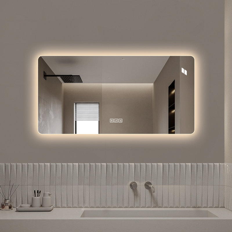  Miroir de salle de bain à DEL anti-buée, à intensité variable et à intensité variable, avec éclairage 3 couleurs, miroir anti-déflagrant en argent 5MM avec fonction mémoire