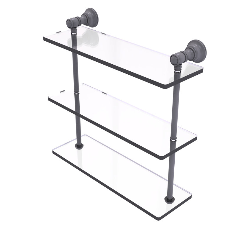 Freyja 3 Piece Glass with Towel Bar, 16" H x 16" W x 5.54" D, Matte Gray