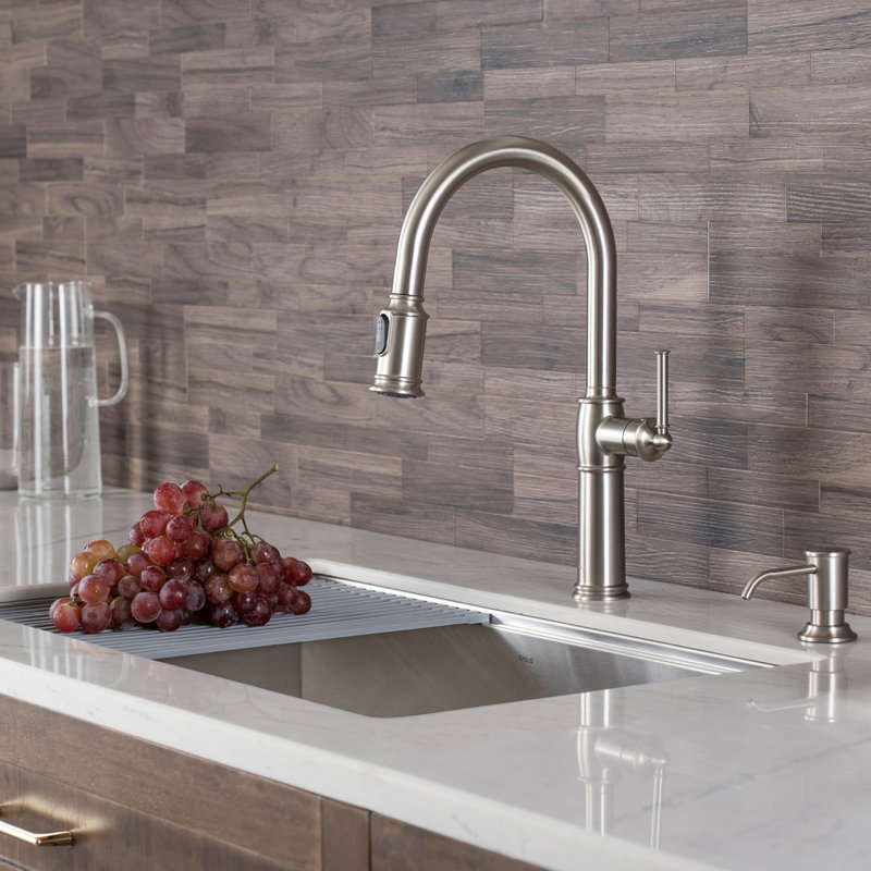 Sellette Pull Down Single Handle Kitchen Faucet with Soap Dispenser