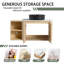 Meuble-lavabo mural 42 po avec lavabo d'art en céramique et 1 tablette de rangement, chêne blanc américain-310973876