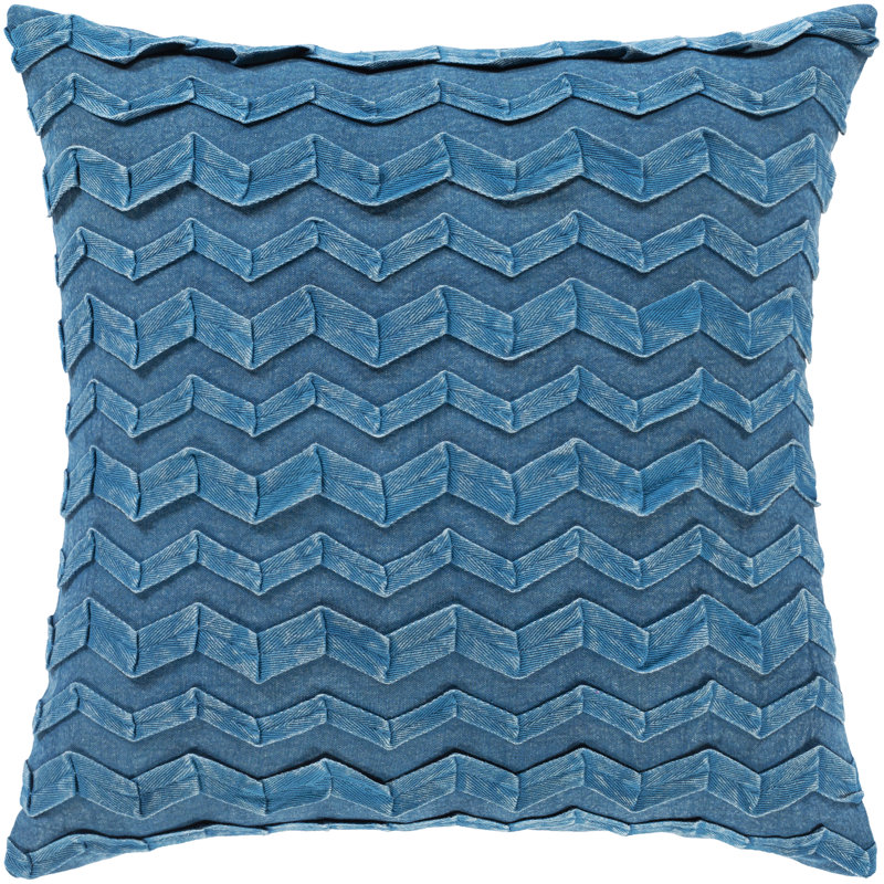Caprio Square Cotton Pillow, 18" x 18", Bright Blue, Polyester/Polyfill
