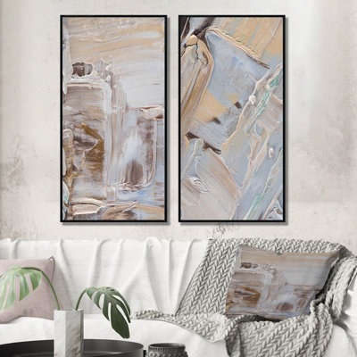 Beige brun brossé III - ensemble de 2 reproductions sur toile