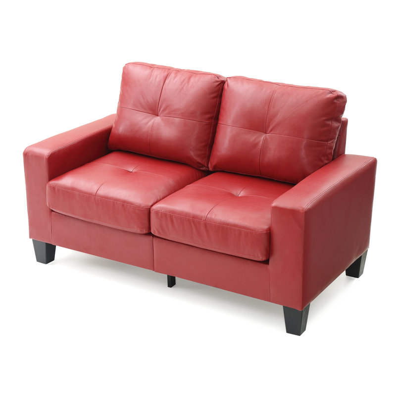 Vegas Upholstered Loveseat, Red Faux Leather