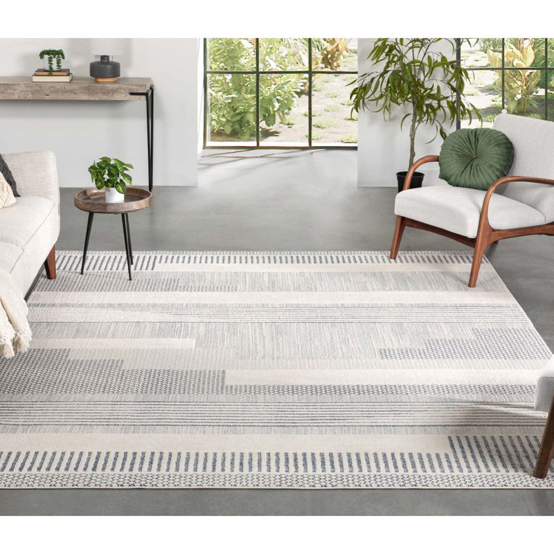 Tapis à motif géométrique abstrait bleu clair Marcone Briar, Rectangle 9 pi 3 po x 12 pi 6 po