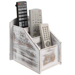 Dresden Tissue & Remote Control Holder Basket Dividers Whitewashed