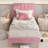 Gurit 43'' Modern Twin Bed Frames with Upholstered Velvet Headboard, Low Profile Design with Strong Wooden Slats, No Box Spring Needed and Noise-Free-2026830448-2019067895