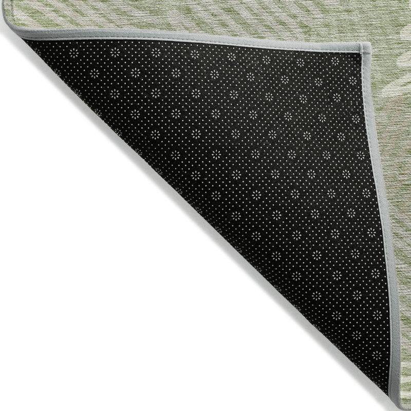 Tapis d'intérieur lavable floral vert artichaut 5 pi x 8 pi vert et ivoire