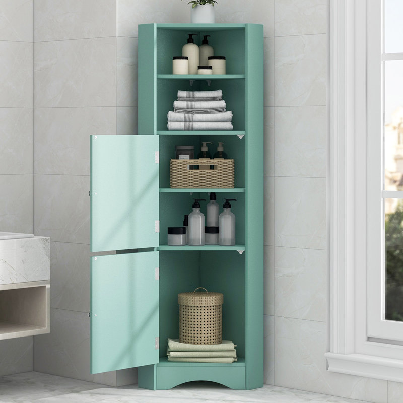 Armoire de rangement de coin autoportante pour salle de bain, Vert