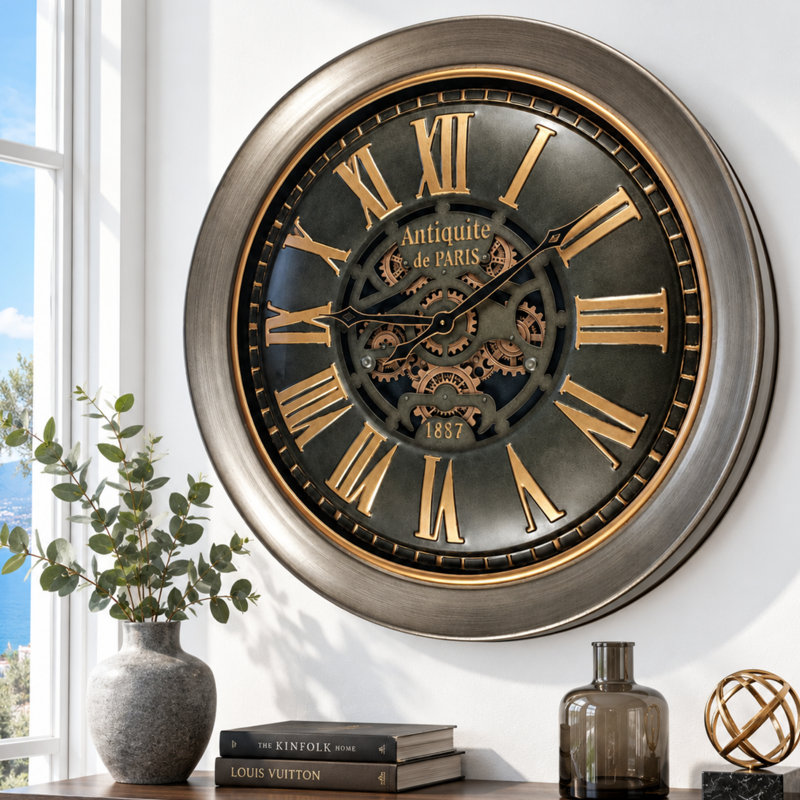 Horloge murale avec engrenages en mouvement de The Horloge