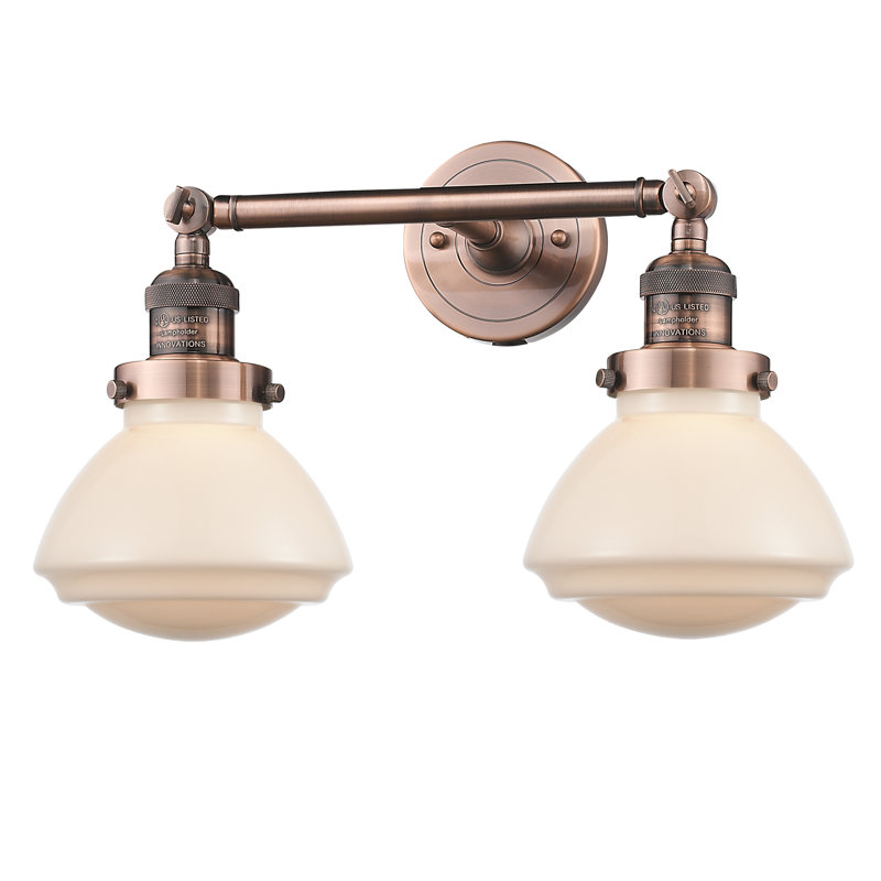 Éclairage pour salle de bain 2 lumières Chesterville, Ampoule DEL 6 watts Vinage, Blanc mat, Cuivre antique