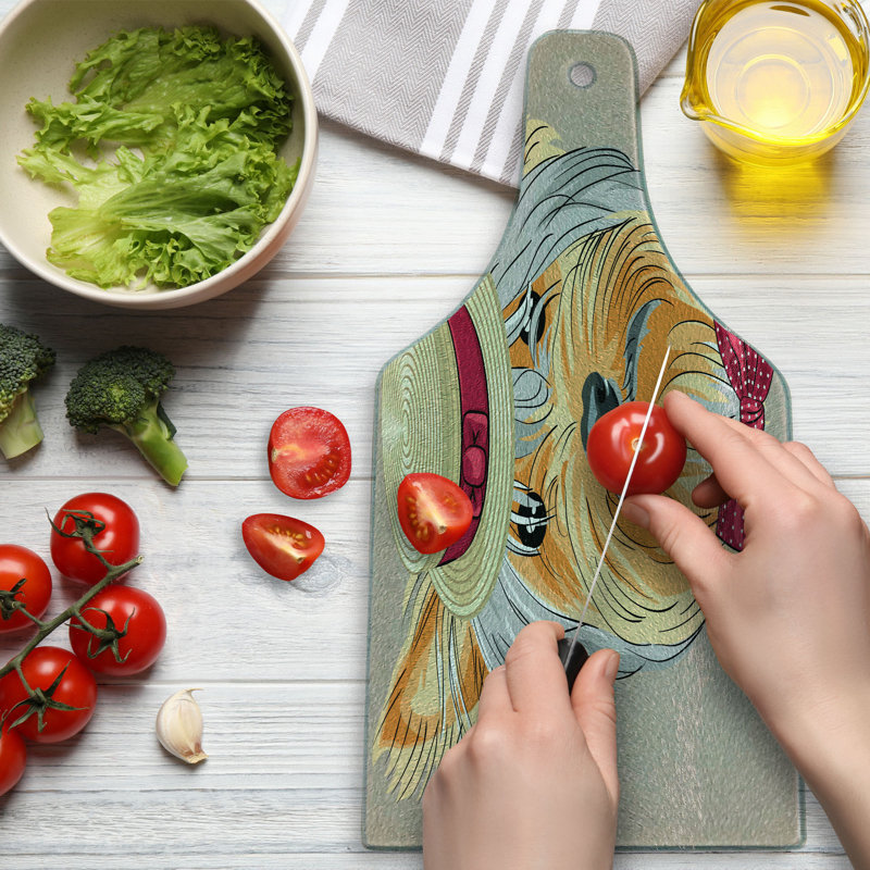 Multicolore planche à découper en verre trempé Ambesonne Yorkie