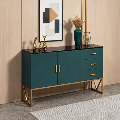 Modern Green Sintered Stone Sideboard